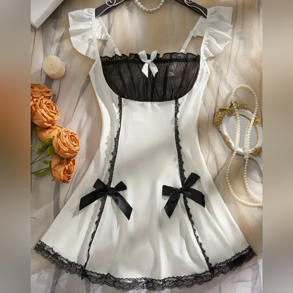 Lolita White Sexy Sheer Bodice Chemise Or Nightie